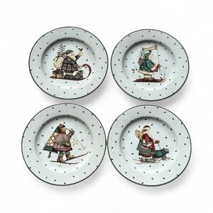Debbie Mumm Sakura Sledding Characters 8" Salad Plates Set of 4 – Christmas